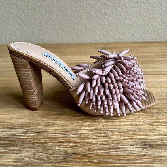 Charles David HOTTIE SANDAL size 9 beaded block heel slide - Picture 4 of 13